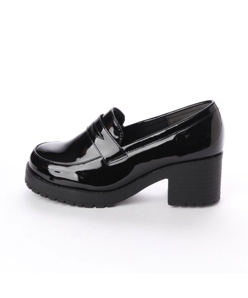 セール スクランブル Scramble 厚底マニッシュシューズ おじ靴 スリッポン ブラック エナメル スクランブル Scramble Magaseek