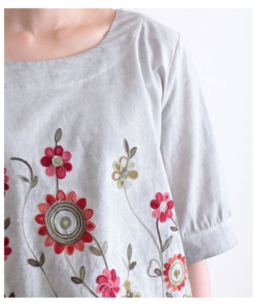 Sawa a la mode(サワアラモード)/花刺繍の5分袖チュニックワンピース/img18