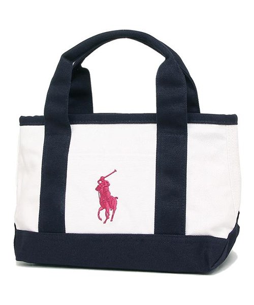 POLO RALPH LAUREN(POLO RALPH LAUREN)/POLO RALPH LAUREN RA100117 GIRLS TOTE レディース トートバッグ 無地 WHITE/NAVY/BAJA PINK 白/img02