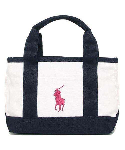 POLO RALPH LAUREN(POLO RALPH LAUREN)/POLO RALPH LAUREN RA100117 GIRLS TOTE レディース トートバッグ 無地 WHITE/NAVY/BAJA PINK 白/img04