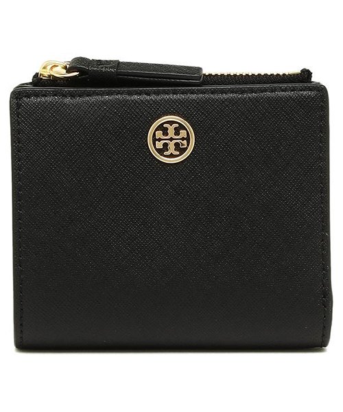 TORY BURCH(トリーバーチ)/TORY BURCH 47124 018 ROBINSON MINI WALLET レディース 二つ折り財布 無地 BLACK/ROYAL NAVY 黒/img04