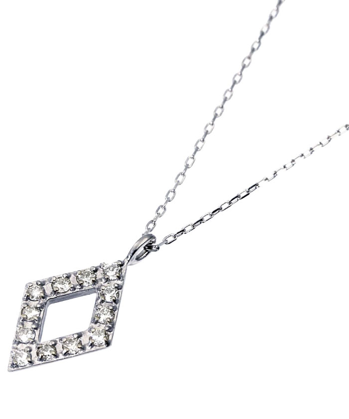 K18ゴールド 天然ダイヤモンド 計0.1ct デザイン ネックレス 【K18WG ホワイトゴールド】