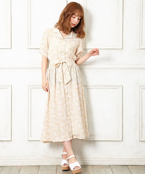 セール 66 Off サッシュ付開襟単色花柄 ワンピース イング Ingni Magaseek