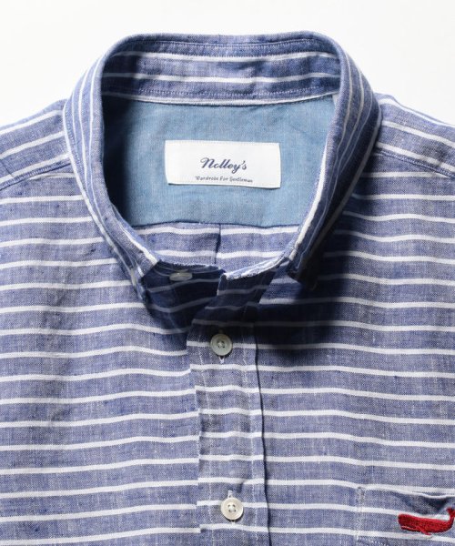 NOLLEY’S goodman(ノーリーズグッドマン)/クジラ刺繍リネン半袖ボタンダウンシャツ/img02