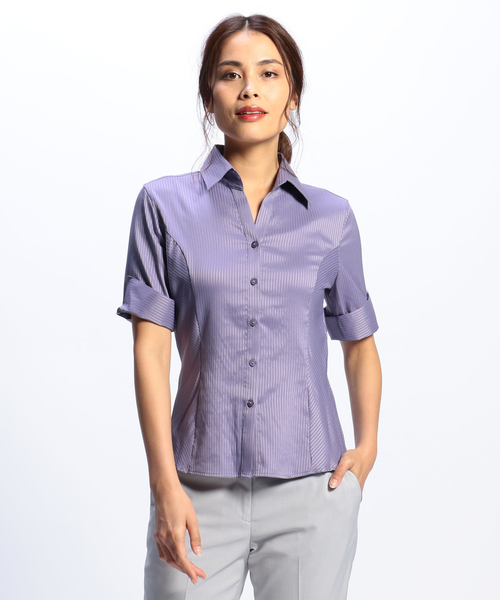 売り切れ サテンストライプ半袖シャツ レディースファッション 阪急百貨店公式通販 Hankyu Fashion オリジナル商品 Pnlp Sn