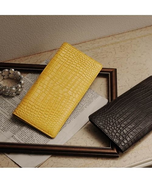 sankyoshokai(サンキョウショウカイ)/クロコダイル 財布 マット加工 センター取り 一枚革 薄型 長財布 カードケース / レディース/img07