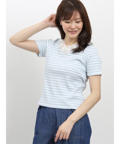 m.f.editorial(エムエフエディトリアル)/【WEB限定企画商品】エムエフエディトリアルレディース/m.f.editorial:Women　無地＆ボーダー レースリブ半袖プルオーバー （7カラー展開）/img20