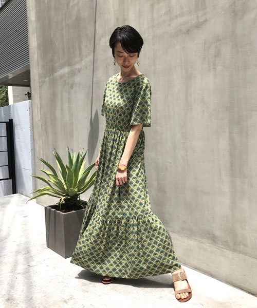 セール Web限定 フレアスリーブエスニック柄ワンピース ナノ ユニバース Nano Universe Magaseek