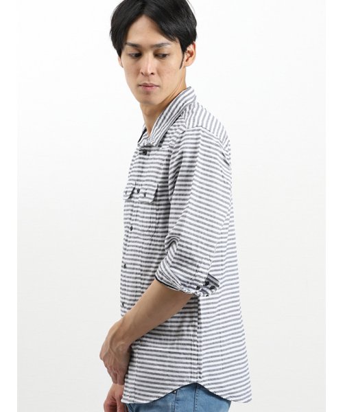 semanticdesign(セマンティックデザイン)/パナマスタンドカラー衿ワイヤー7分袖シャツアウター/img01