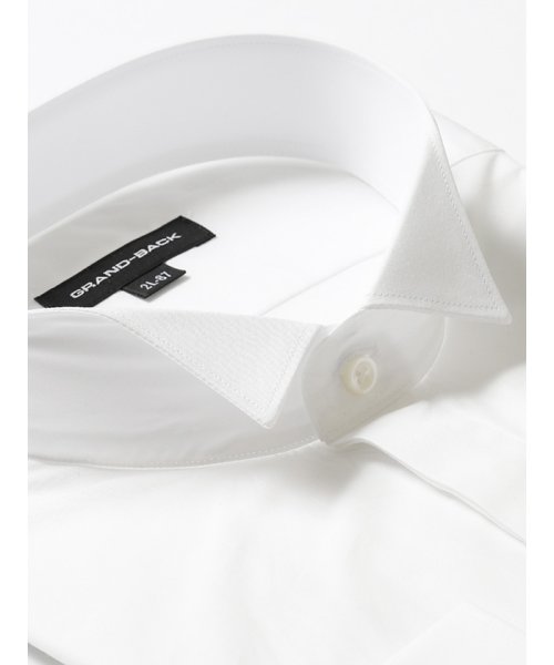 GRAND-BACK(グランバック)/【大きいサイズ】グランバック/GRAND－BACK　綿100%形態安定ウィングカラー長袖ビジネスドレスシャツワイシャツ 白無地/img01