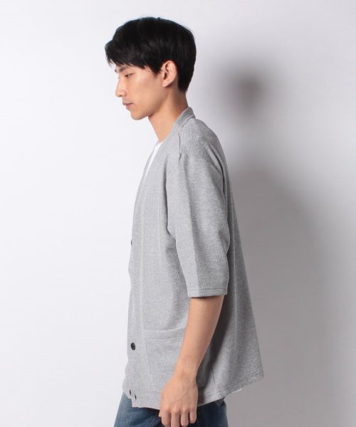 MARUKAWA(大きいサイズのマルカワ)/大きいサイズ メンズ 5分袖 ニットソー カーディガン アンサンブル 半袖 Tシャツ セット/img01