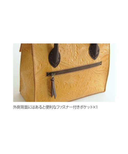 Jamale(ジャマレ)/牛革レザーボタニカル柄型押しハンドバッグ/img06