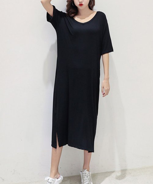 クーポン セール Off ミモレ丈ワンピース レディース 半袖 無地ワンピース ゆったり ロングワンピース 夏 ミニミニストア Miniministore Magaseek