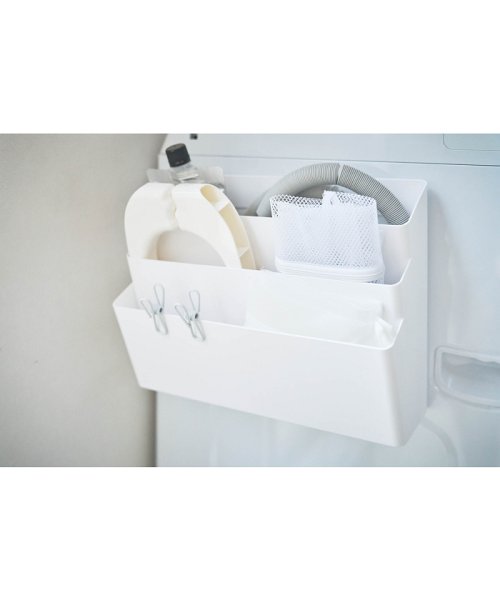 YAMAZAKI(ヤマザキ)/洗濯機横マグネット収納ポケット 3段  プレート ホワイト/img08