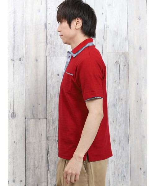 TAKA-Q(タカキュー)/DRY 鹿の子シャドーボーダー前立切替半袖ポロシャツ/img02