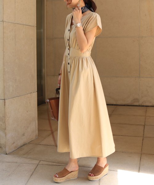 綿リネンライク前ボタン半袖ワンピース アンドミー And Me Magaseek