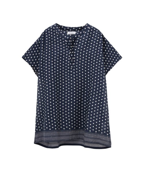 MAC HOUSE(women)(マックハウス（レディース）)/Navy ヘンリーネック ブラウス MLT－96－N/img06