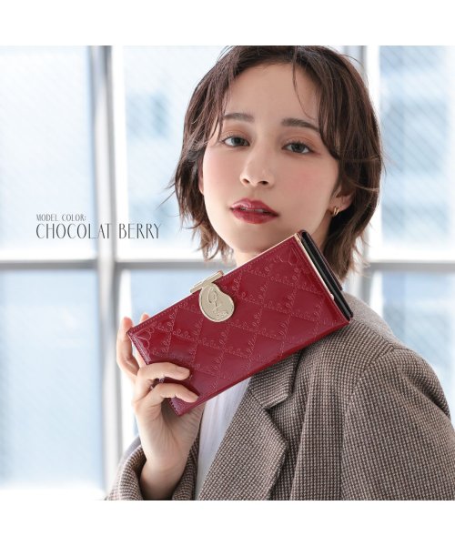 長財布 レディース がま口 大容量 ブランド エナメル フラップ がま口長財布 クレリア Clelia Magaseek
