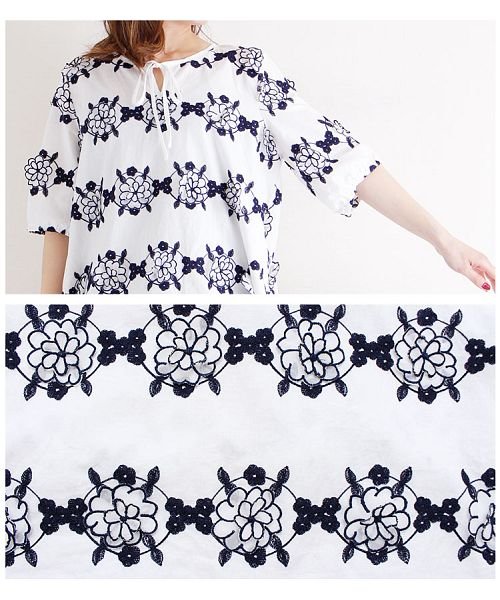 Sawa a la mode(サワアラモード)/花の刺繍モチーフシャツトップス/img15