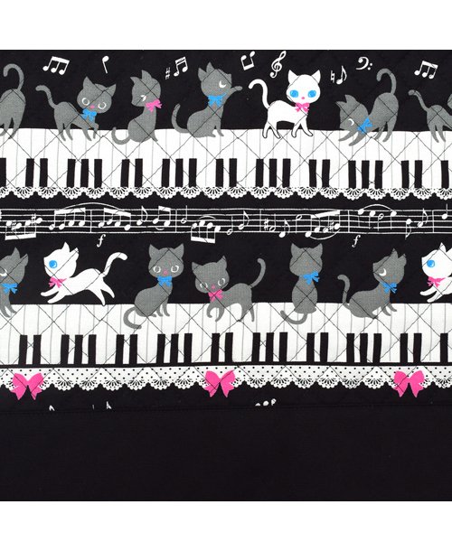 COLORFUL CANDY STYLE(カラフルキャンディスタイル)/【通園・通学】レッスンバッグ　キルティング(ループ付き)　ピアノの上で踊る黒猫ワルツ(ブラック)/img04
