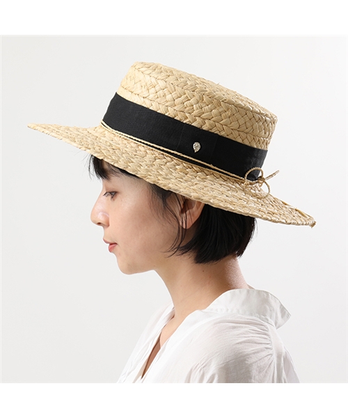 Cataline ラフィア ワイドブレード ボーターハット カンカン帽 帽子 UPF50+ Natural/Black レディース