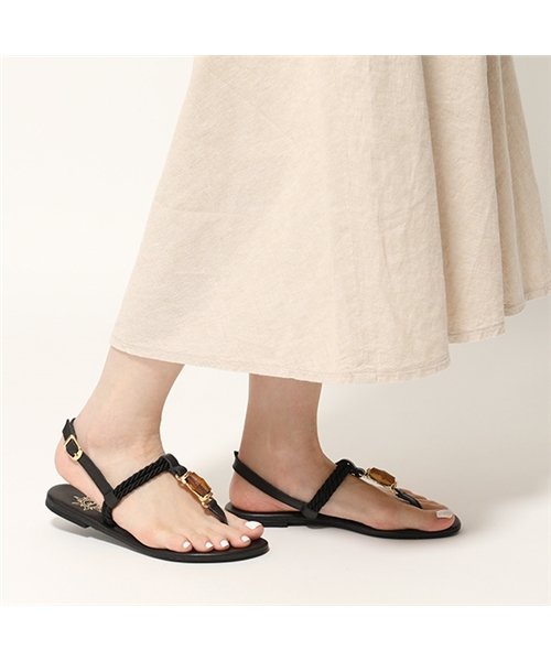 HELIOS SANDALS(ヘリオスサンダル)/HE5 0012 レザー ストラップ フラットサンダル バンブー BLACK レディース/img05