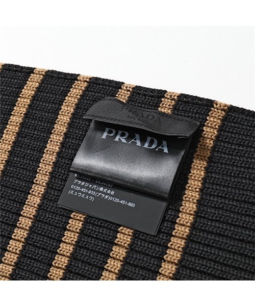 PRADA(プラダ)/UMS327 NOC F0782 ウールブレンド リブ ボーダー マフラー NERO+CAMMELLO メンズ/img03