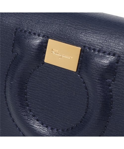 FERRAGAMO(フェラガモ)/22 C827 ガンチーニ レザー 二つ折り長財布 NAVY レディース/img04