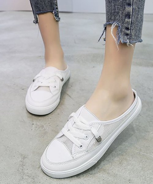 セール 28 Off メッシュ スニーカー ミュール レディース 歩きやすい靴 おしゃれ フラットシューズ ミニミニストア Miniministore Magaseek