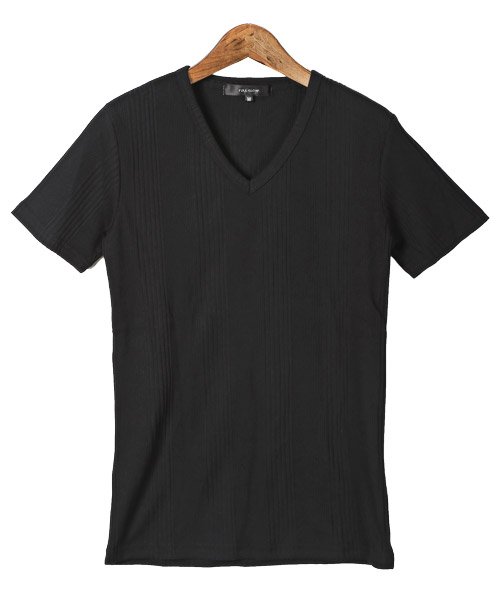 LUXSTYLE(ラグスタイル)/ランダムテレコVネックTシャツ/Tシャツ メンズ 半袖 テレコ リブ Vネック/img09