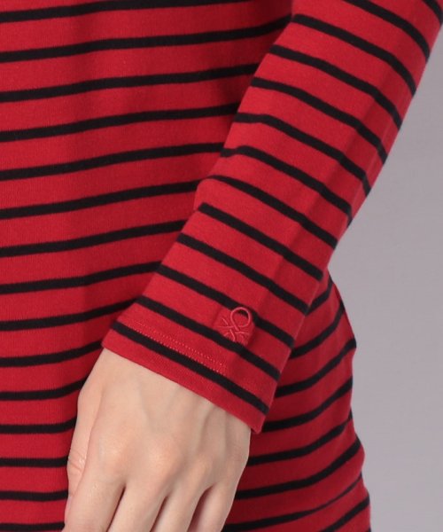 BENETTON (women)(ベネトン（レディース）)/袖ロゴ刺繍ボーダーハイネックロングTシャツ・カットソー/img46
