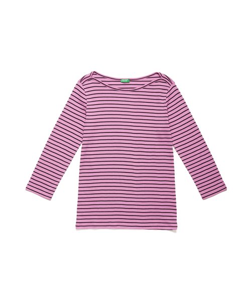 BENETTON (women)(ベネトン（レディース）)/袖ロゴ刺繍ボーダーボートネック7分袖Tシャツ・カットソー/img53