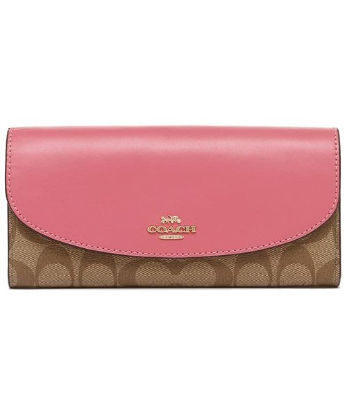 コーチ 長財布 アウトレット レディース Coach F Imcmy カーキ ピンク コーチ Coach Magaseek