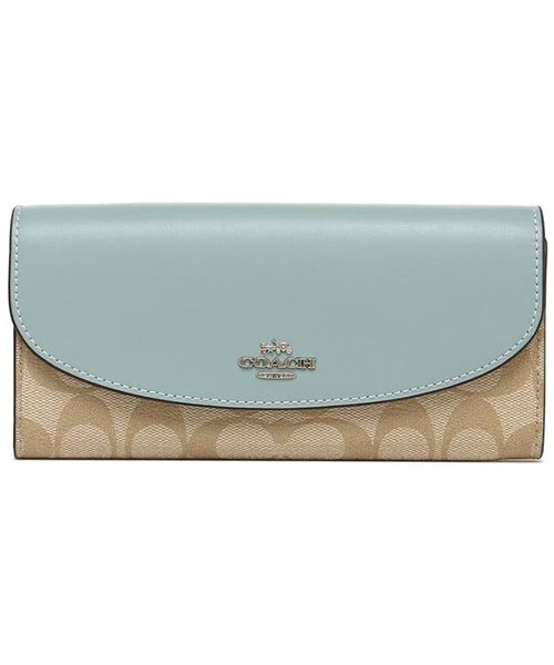 コーチ 長財布 アウトレット レディース Coach F Svoup ライトカーキ ブルー コーチ Coach Magaseek
