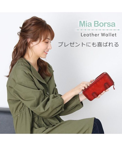 Mia Borsa(ミアボルサ)/[Mia Borsa] 牛革レザーウォッシュ加工ラウンドファスナー長財布/img13