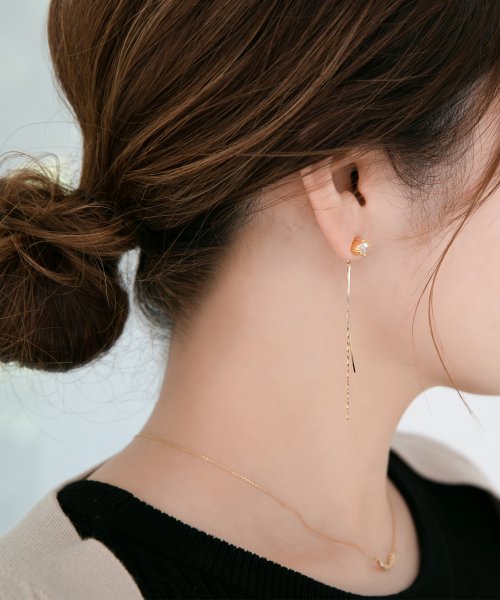 ダブルラインロングバックキャッチマグネットピアス フィービィー Phoebe Magaseek