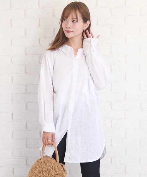 セール 46 Off ゆったり長袖シャツ レディース 可愛い トップス シンプル 大きいサイズ ビッグ 夏 サマー 涼しい S S Ra 21 アフェリーチェ Afelice Magaseek