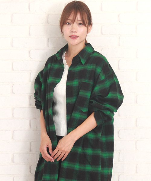 チェック柄ロング長袖シャツ レディース ネルシャツ オーバーサイズ ゆったり 体型カバー Vl 5124 S S アミュレット Amulet Magaseek