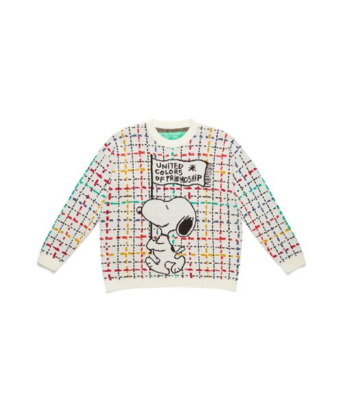 セール スヌーピーコラボ クルーネックニット セーターjcc ベネトン メンズ Benetton Mens Magaseek
