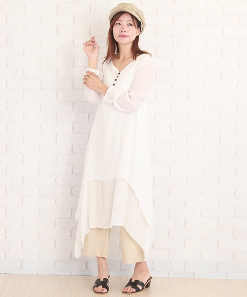 セール Aライン胸ボタンワンピース レディース シンプル 春 夏 カジュアル ゆったり S S Vl 53 アミュレット Amulet Magaseek