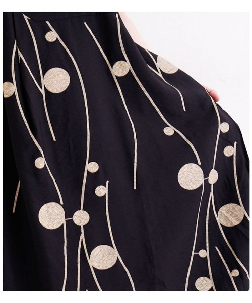 Sawa a la mode(サワアラモード)/ 水玉とライン模様の半袖コクーンワンピース/img03