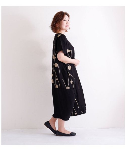 Sawa a la mode(サワアラモード)/ 水玉とライン模様の半袖コクーンワンピース/img09