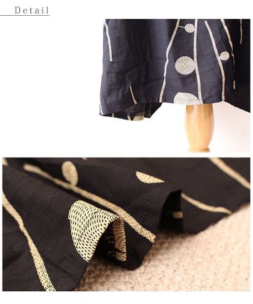 Sawa a la mode(サワアラモード)/ 水玉とライン模様の半袖コクーンワンピース/img14