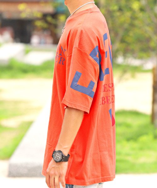 LUXSTYLE(ラグスタイル)/ビッグロゴプリントオーバーサイズ半袖Tシャツ/Tシャツ メンズ 半袖 ロゴ プリント ビッグシルエット/img02