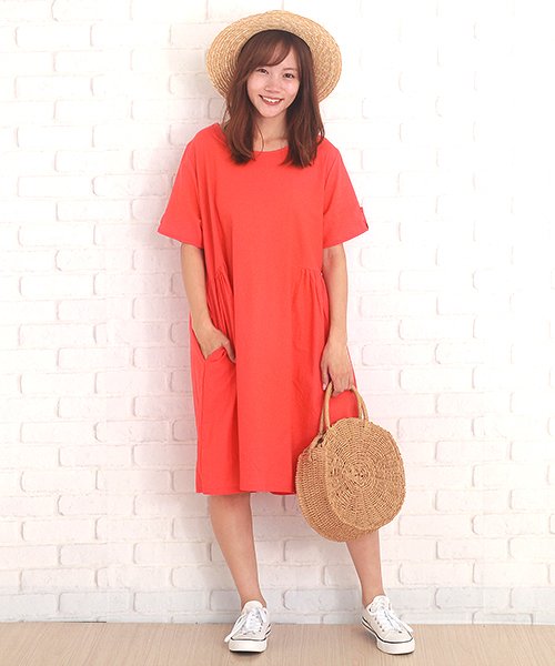 半袖シンプルワンピース レディース 半袖 きれいめ 春 夏 40代 30代ファッションシンプル Vl 5166 S S アミュレット Amulet Magaseek