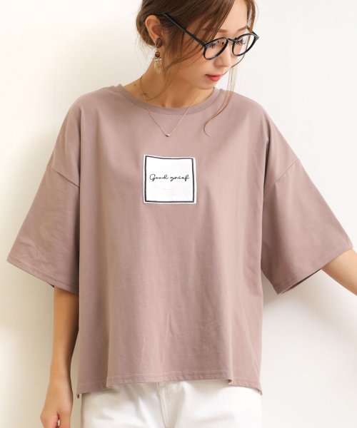 and　Me...(アンドミー)/スクエアロゴ刺繍オーバーサイズ半袖Tシャツ/img09