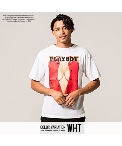 Playboy プレイボーイ ガールズフォトプリントクルーネック半袖tシャツ プレイボーイ Playboy Magaseek
