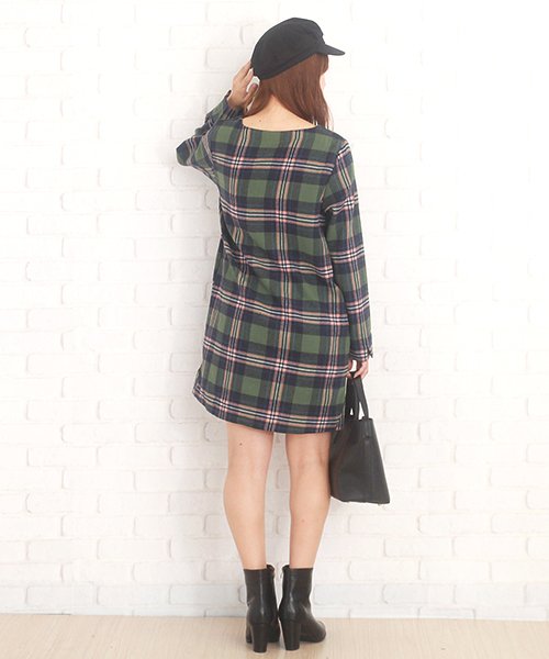 チェック柄aラインワンピース レディース 体系カバー Aライン 可愛い 大人気 Vl 5140 S S アミュレット Amulet Magaseek