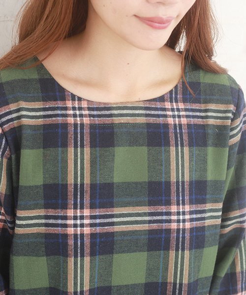 チェック柄aラインワンピース レディース 体系カバー Aライン 可愛い