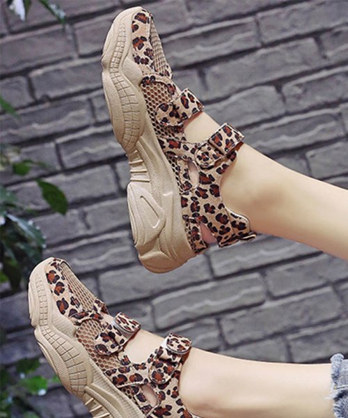 メッシュ スニーカー レディース 靴 コンフォート 疲れにくい 厚底 スニーカー レオパード柄 ミニミニストア Miniministore Magaseek